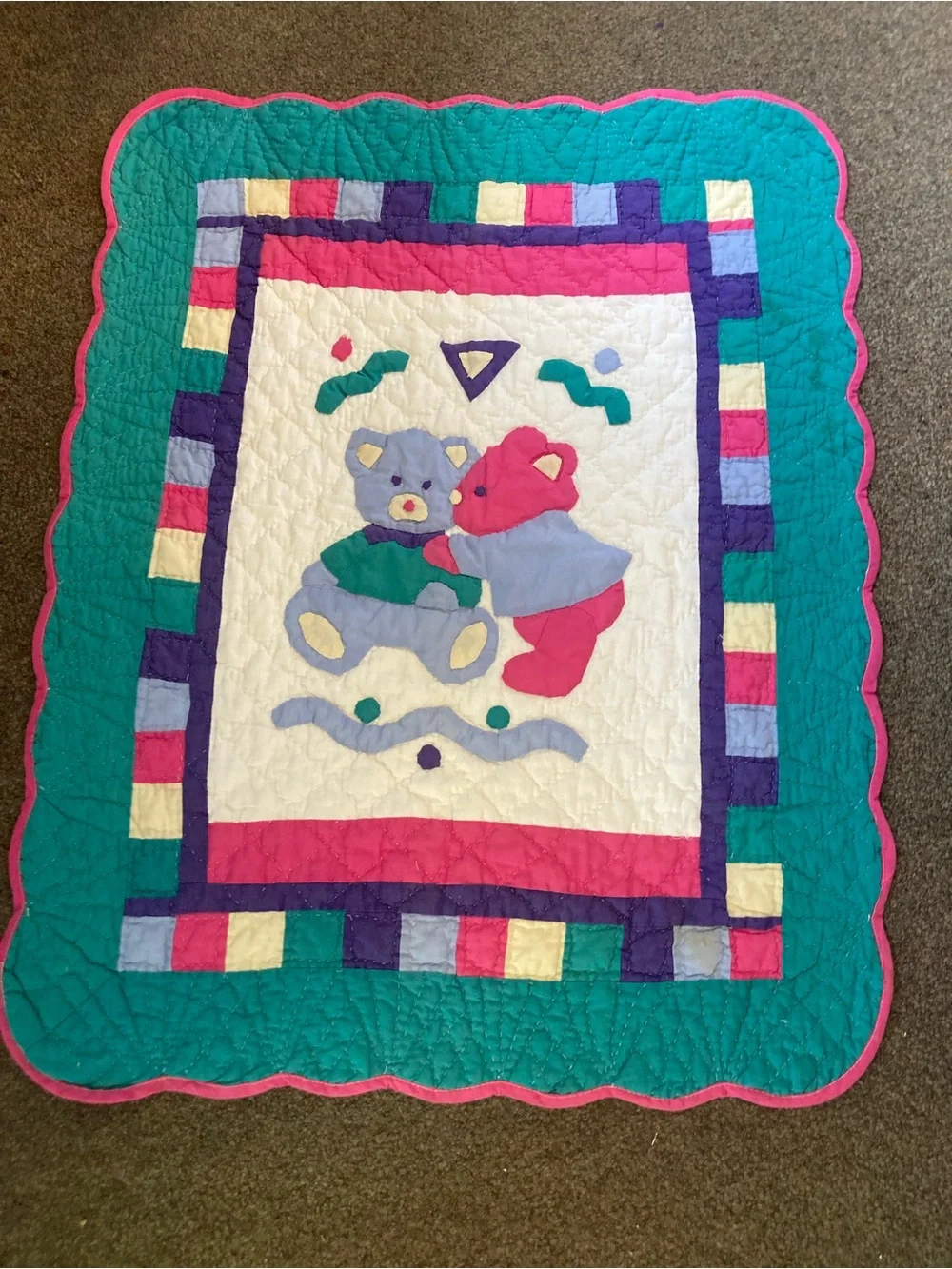 TWO HUGGY BEARS Baby Quilt